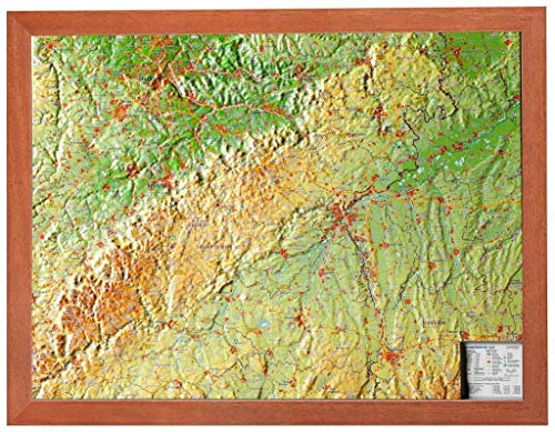 Relief Schwäbische Alb mit Rahmen (1:430.000): Tiefgezogenes Kunststoffrelief von georelief Vertriebs GbR