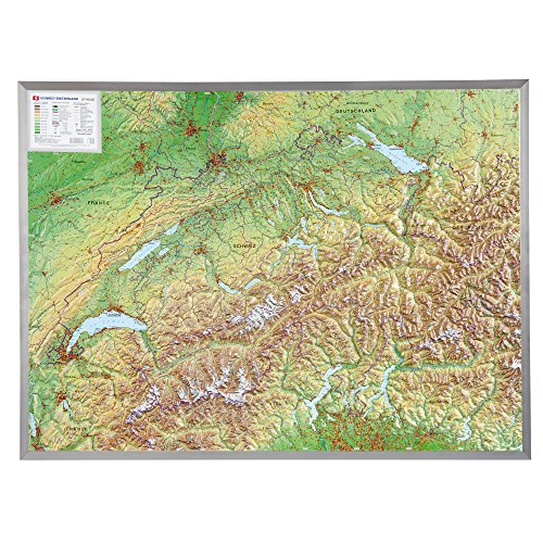 Relief Schweiz 1:500.000 mit Aluminiumrahmen: Tiefgezogenes Kunststoffrelief Relief Schweiz 1:500.000 mit Aluminiumrahmen: Tiefgezogenes Kunststoffrelief