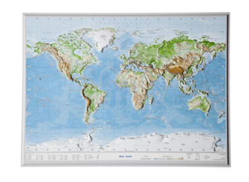 Relief Welt klein ohne Rahmen (1:107.000.000): Tiefgezogenes Kunststoffrelief