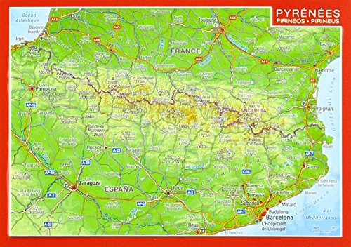 Reliefpostkarte Pyrenäen: Tiefgezogene Reliefpostkarte
