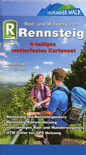 Rennsteig: 4-teiliges wetterfestes Kartenset mit Schutzhülle von Kartographische Komm. Ver