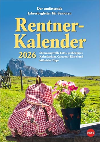 Rentnerkalender 2026: Der lustige Kalender für Senioren mit Platz für Notizen, Kreuzworträtseln, Gesundheitstipps uvm. Wandplaner-Kalender im Format 23,5 x 33,5 cm von Heye