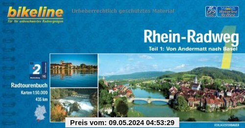 Rhein-Radweg 1: Andermatt - Basel GPS-Tracks-Download, wetterfest/reißfest