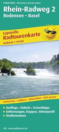 Rhein-Radweg 2, Bodensee-Basel: Leporello Radtourenkarte mit Ausflugszielen, Einkehr- und Freizeittipps, reissfest, wetterfest, beschriftbar und ... 1:50000 (Leporello Radtourenkarte / LEP-RK)