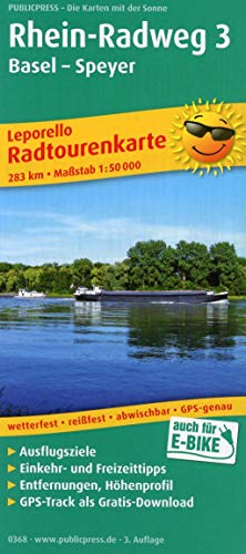 Rhein-Radweg 3, Basel - Speyer: Leporello Radtourenkarte mit Ausflugszielen, Einkehr- & Freizeittipps, wetterfest, reißfest, abwischbar, GPS-genau. 1:50000 (Leporello Radtourenkarte: LEP-RK) von Publicpress