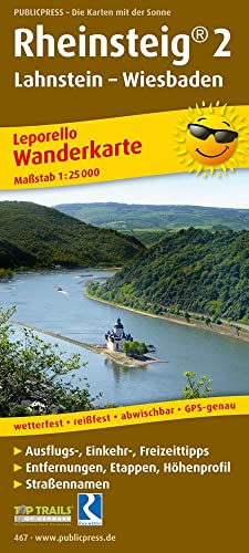 Rheinsteig® 2, Lahnstein - Wiesbaden: Leporello Wanderkarte mit Ausflugszielen, Einkehr- & Freizeittipps, Straßennamen, wetterfest, reissfest, ... 1:25000 (Leporello Wanderkarte: LEP-WK)