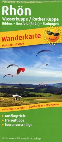 Rhön, Wasserkuppe / Rother Kuppe, Hilders – Gersfeld (Rhön) – Fladungen: Wanderkarte mit Ausflugszielen, Einkehr- & Freizeittipps, wetterfest, ... GPS-genau. 1:25000 (Wanderkarte: WK)