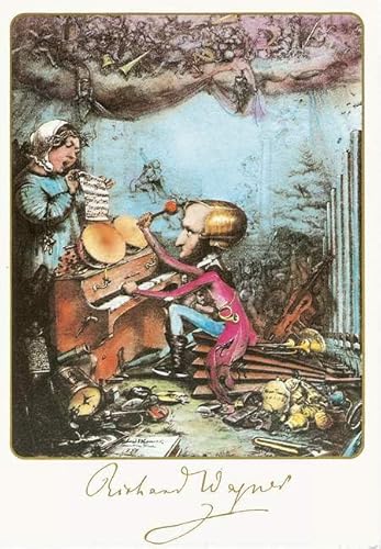 Richard Wagner, Karikatur v. E. B. Kietz: Die Postkarten-Sammlung zum 100. Todestag (Schott-Komponisten-Karte)