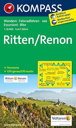 Ritten /Renon: Wanderkarte mit Panorama und Radwegen. GPS-genau. 1:25000 (KOMPASS Wanderkarte, Band 68)