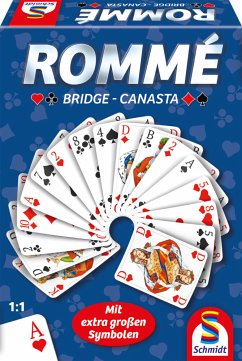 Schmidt 49420 - Rommé–Bridge–Canasta (mit extra großen Symbolen), Kartenspiel, 2x55 Karten von Schmidt Spiele
