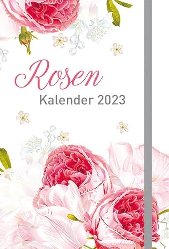Rosen - Kalender 2023: Taschenkalender mit Lesebändchen und Gummiband von Tosa