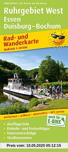 Ruhrgebiet West, Essen, Duisburg - Bochum: Rad- und Wanderkarte mit Ausflugszielen, Einkehr- & Freizeittipps, wetterfest, reißfest, abwischbar. 1:50000 (Rad- und Wanderkarte / RuWK)