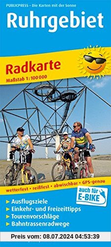 Ruhrgebiet: Radkarte mit Ausflugszielen, Einkehr- & Freizeittipps, wetterfest, reissfest, abwischbar, GPS-genau. 1:100000 (Radkarte / RK)