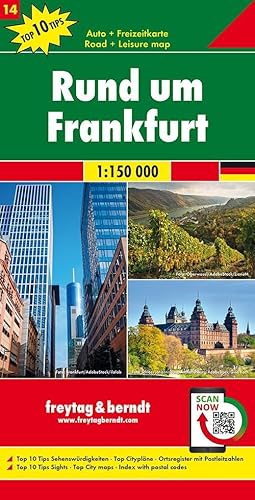 Rund um Frankfurt, Autokarte 1:150.000, Top 10 Tips, Blatt 14 (freytag & berndt Auto + Freizeitkarten)