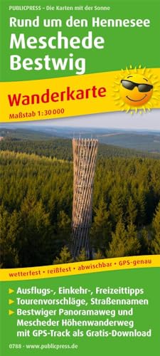 Rund um den Hennesee, Meschede, Bestwig: Wanderkarte mit Ausflugszielen, Einkehr- und Freizeittipps, 1:30.000 (Wanderkarte: WK) von Publicpress