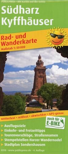 Südharz - Kyffhäuser: Rad- und Wanderkarte mit Ausflugszielen, Einkehr- und Freizeittipps und Stadtplan Sondershausen, reissfest, wetterfest, ... 1:50000 (Rad- und Wanderkarte: RuWK)
