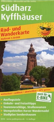 Südharz - Kyffhäuser: Rad- und Wanderkarte mit Ausflugszielen, Einkehr- und Freizeittipps und Stadtplan Sondershausen, reissfest, wetterfest, ... 1:50000 (Rad- und Wanderkarte: RuWK) von Publicpress