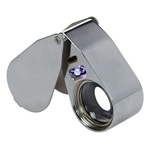 SAFE 4640 Präzisionslupe – Juwelierlupe mit 40-facher Vergrößerung, LED-Weißlicht & UV-Licht (366 nm) – Klappbar, Edelstahl-Gehäuse, inkl. Batterie & Etui von SAFE