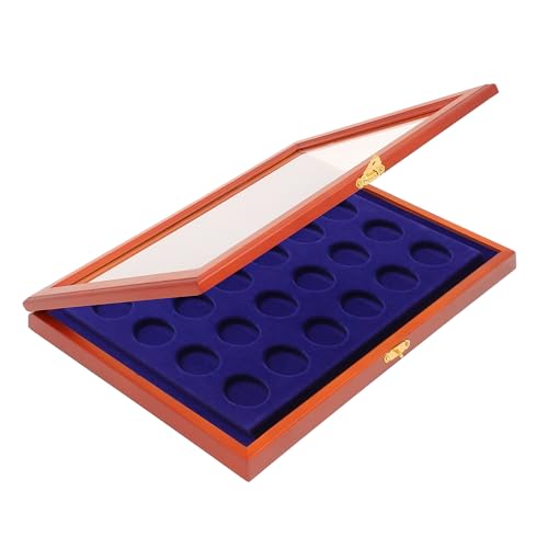 Safe 5867 Echt Holz Münzkasette für 24 x 38 mm Ø, Beispiel 10/20 Euro in Kapseln geeignet | Königsblaue Samteinlage | 375 x 260 x 30 mm von SAFE