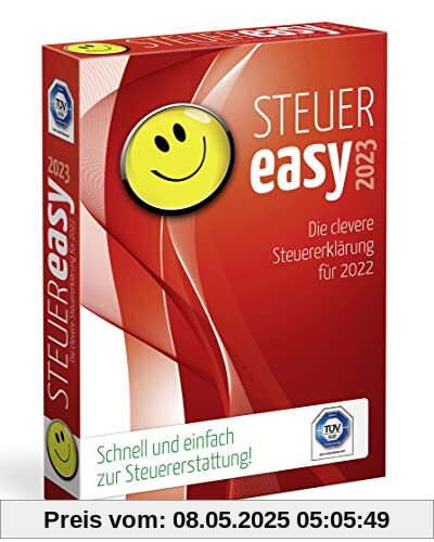 STEUEReasy 2023, clevere Schritt-für-Schritt Steuersoftware für die Steuererklärung 2022, für Steuer-Anfänger, CD-Version für Windows 8, 10 und 11