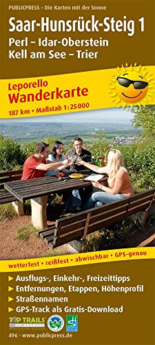 Saar-Hunsrück-Steig 1, Perl - Idar-Oberstein, Kell am See - Trier: Leporello Wanderkarte mit Ausflugszielen, Einkehr- & Freizeittipps, wetterfest, ... 1:25000 (Leporello Wanderkarte: LEP-WK)