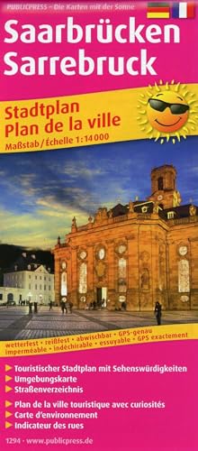 Saarbrücken / Sarrebruck, 1:14.000: Touristischer Stadtplan mit Sehenswürdigkeiten und Straßenverzeichnis. (Stadtplan: SP)