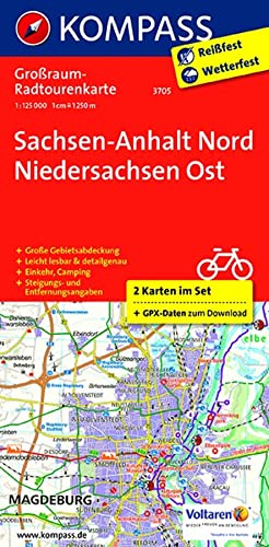 KOMPASS Großraum-Radtourenkarte 3705 Sachsen-Anhalt Nord - Niedersachsen Ost, 1:125.000: Ruhrgebiet, Niederrhein, Rheinland, Sauerland, Siegerland, 2 ... (KOMPASS Großraum Fahrradkarte, Band 3705) von Kompass