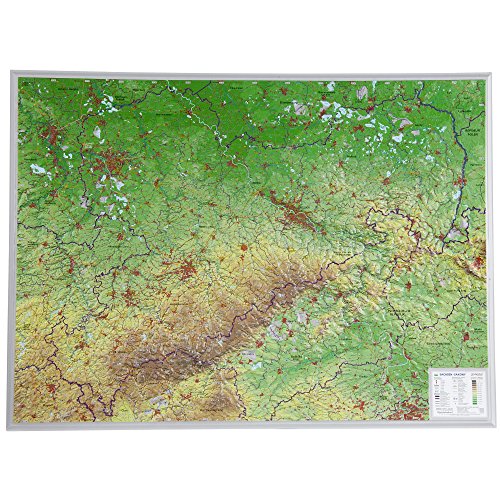 Sachsen Gross 1:325.000: Reliefkarte Sachsen ohne Rahmen (Tiefgezogenes Kunststoffrelief) von georelief Vertriebs GbR