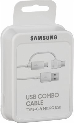 Samsung Datenkabel Micro-USB zu USB-A inkl USB-C Adapter Weiß von Samsung