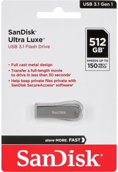 SanDisk Cruzer Ultra Luxe 512GB USB 3.1 150MB/s SDCZ74-512G-G46 von Sandisk