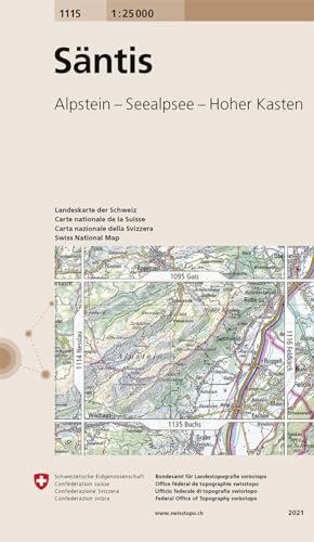 1115 Säntis: Alpstein - Seealpsee - Hoher Kasten (Landeskarte 1:25 000)
