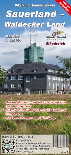 Sauerland - Waldecker Land: Biker- und Tourismuskarte von KKV