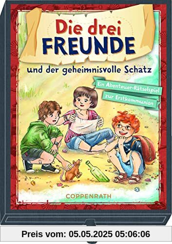 Schachtelspiel: Die drei Freunde und der geheimnisvolle Schatz – Ein Abenteuer-Rätselspiel zur Erstkommunion