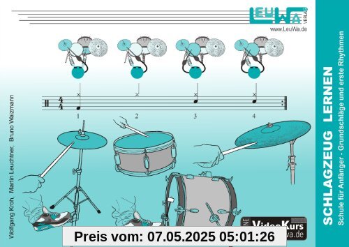 Schlagzeug lernen, Schule für Anfänger: Grundschläge und erste Rhythmen Schlagzeug lernen, Schule für Anfänger: Grundschläge und erste Rhythmen