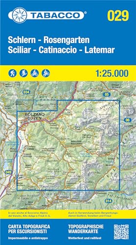 Schlern-Rosengarten/Sciliar-Catinaccio-Latemar. Carta topografica in scala 1:25.000, antistrappo, impermeabile, fotodegradabile. Ediz. multilingue von Tabacco