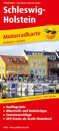 Schleswig-Holstein: Motorradkarte mit Ausflugszielen, Einkehr- & Freizeittipps und Tourenvorschlägen, wetterfest, reissfest, abwischbar, GPS-genau. 1:250000 (Motorradkarte: MK)