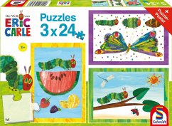 Schmidt 56430 - Eric Carle, Die kleine Raupe Nimmersatt, Kinderpuzzle mit Poster, 3x24 Teile von Schmidt Spiele