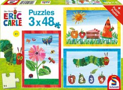 Schmidt 56431 - Eric Carle, Die Welt der Raupe Nimmersatt, Kinderpuzzle mit Poster, 3x48 Teile von Schmidt Spiele