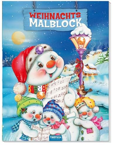 Schneemann-Malblock mit 3 Glitzersteinen und Farbvorlage Weihnachtsmalblock: Glitzer auf dem Cover Schneemann-Malblock mit 3 Glitzersteinen und Farbvorlage Weihnachtsmalblock: Glitzer auf dem Cover