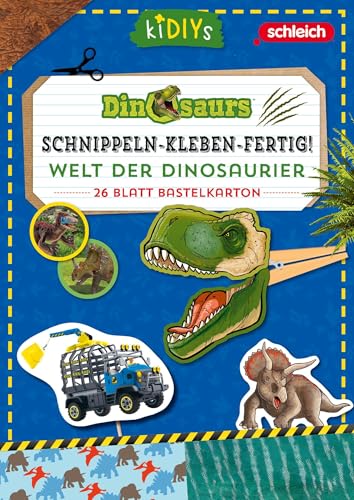 Schnippeln-Kleben-Fertig - Schleich Dinos: Dinosaurier-Bastelset für Kinder ab 3 Jahren – mit einfachen Anleitungen und kreativem Bastelkarton von kiDIYs