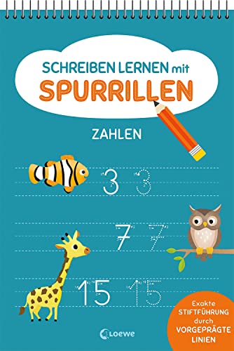 Schreiben lernen mit Spurrillen - Zahlen: Schreibblock mit vorgeprägten Linien für Vorschulkinder ab 5 Jahren