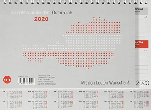 Schreibtischkalender Österreich klein. Tischkalender 2020. Wochenkalendarium. Spiralbindung. Format 24 x 18 cm von Heye