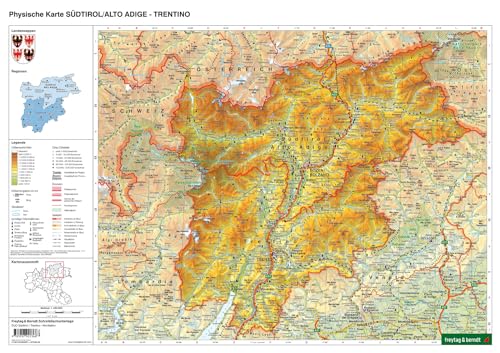 Schreibtischunterlage DUO, Schulhandkarte Südtirol-Trentino 1:450.000: Norditalien 1:1,2 Mio auf Rückseite (freytag & berndt Poster + Markiertafeln) von Freytag-Berndt und ARTARIA