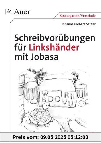 Schreibvorübungen für Linkshänder mit Jobasa: Teil 1 mit den Buchstaben I, O,U, V, W, D, B, R, H (1. Klasse/Vorschule)