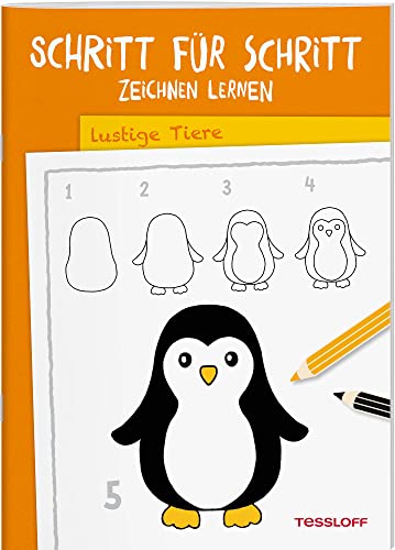 Schritt für Schritt Zeichnen lernen Lustige Tiere: Die neue Zeichenschule ab 6 Jahren (Malbücher und -blöcke) von Tessloff