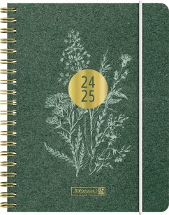 Schülerkalender 2024/2025 "Botanical", 2 Seiten = 1 Woche, A6, 208 Seiten, dunkelgrün von Baier & Schneider / Brunnen