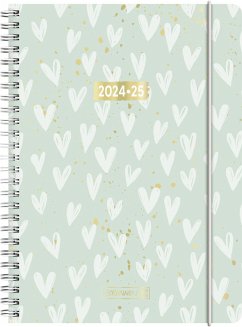 Schülerkalender 2024/2025 "Hearts", 2 Seiten = 1 Woche, A5, 208 Seiten, mint von Baier & Schneider / Brunnen