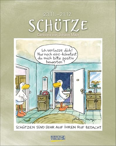Schütze 2026: Sternzeichenkalender-Cartoonkalender als Wandkalender im Format 19 x 24 cm. von Korsch Verlag