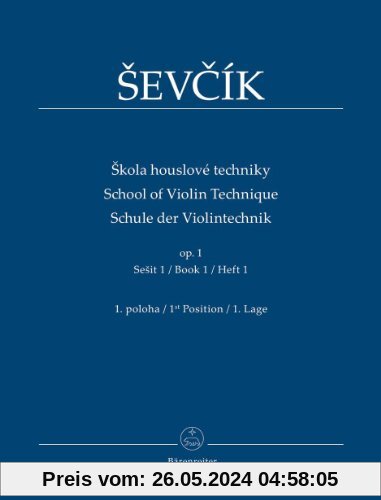 Schule der Violintechnik (skola houslové techniky) op. 1, Heft 1: 1. Lage