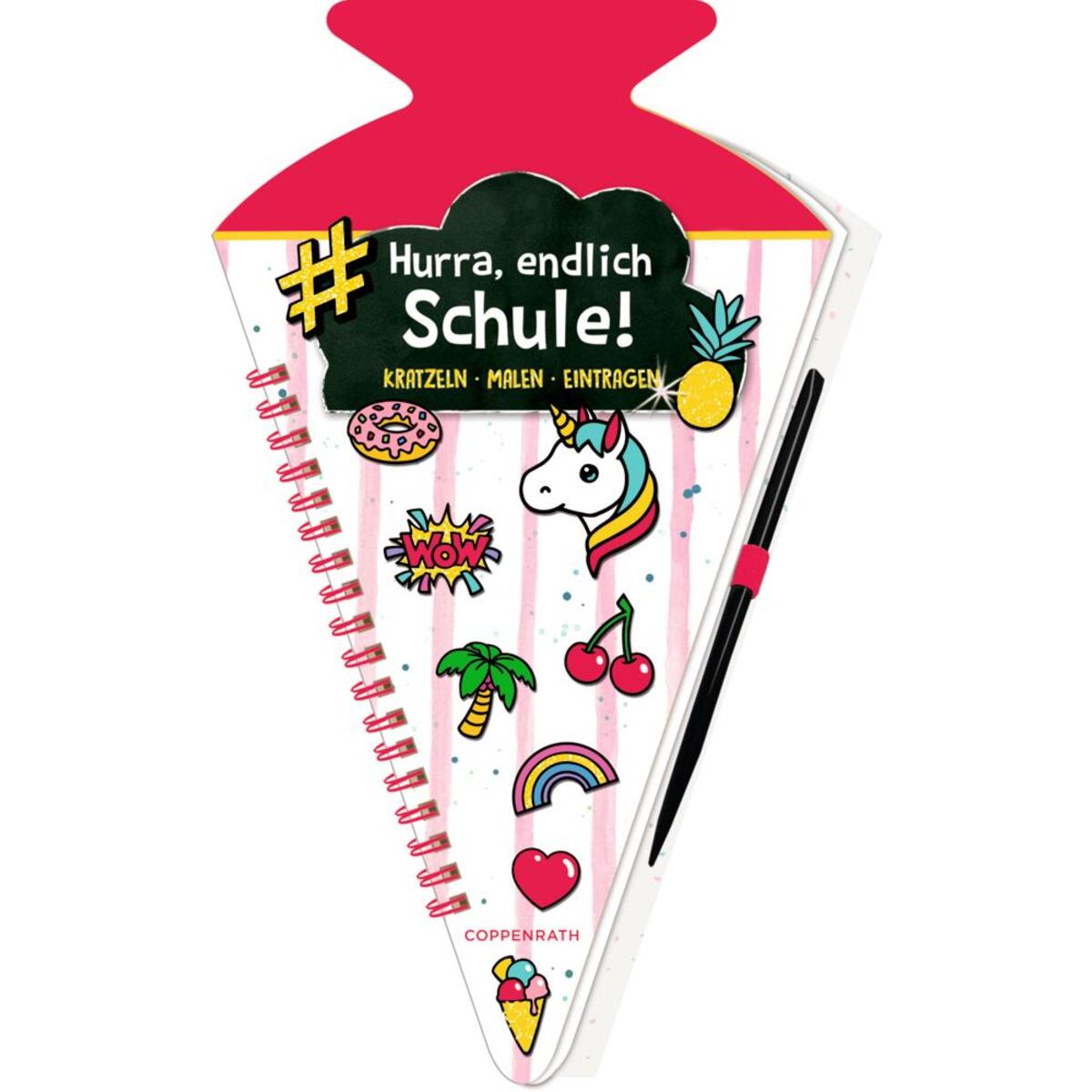 Schultüten-Kratzelbuch - Funny Patches - Hurra, endlich Schule! (pink) von Coppenrath F